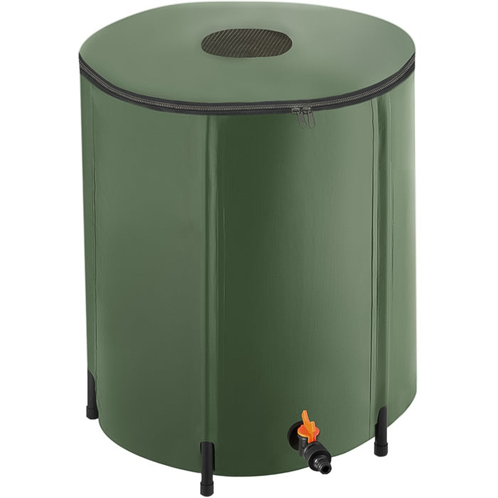 tectake Green Foldable Water Butt with Tap 200L Image 1