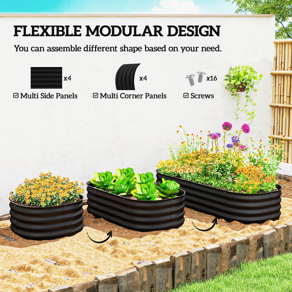 Outsunny Black Galvanised Raised Garden Bed with Safety Edging 30 x 150 x 62cm Image 8
