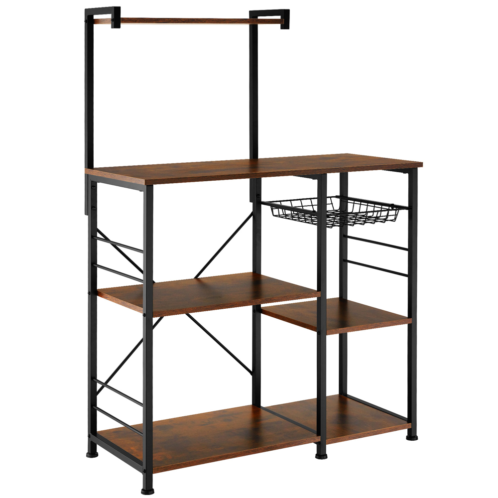 tectake Crawley 5 Shelf Dark Wood Shelving Unit Image 2