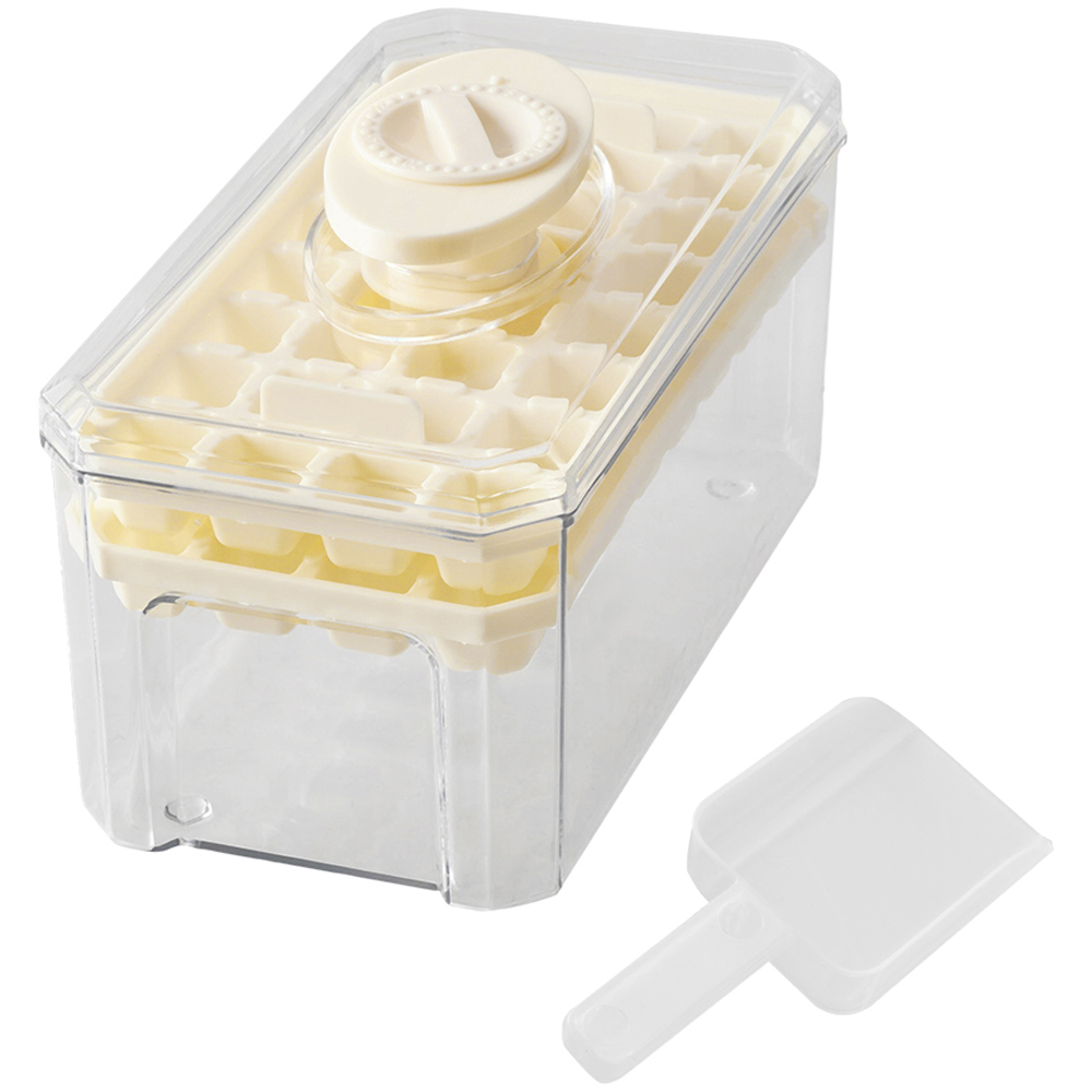 Living and Home Cream 64 Grid Press Type Ice Cube Mold Box Image 1