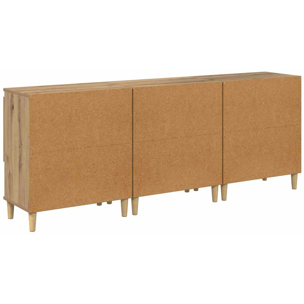 vidaXL 2 Door 2 Open Shelf Artisan Oak Sideboard with Wooden Legs Set of 3 Image 7