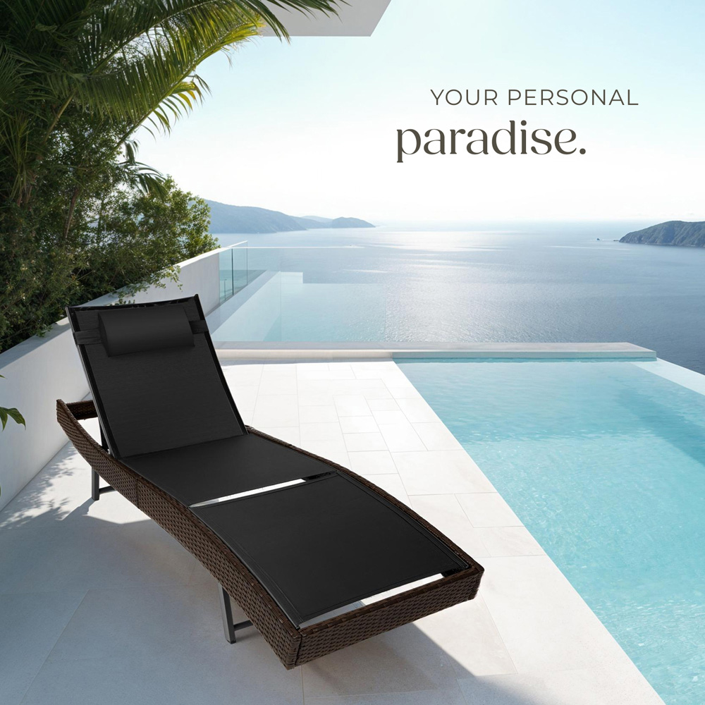 tectake Moana Mixed Brown 6 Level Sun Lounger with Removable Pillow Image 8