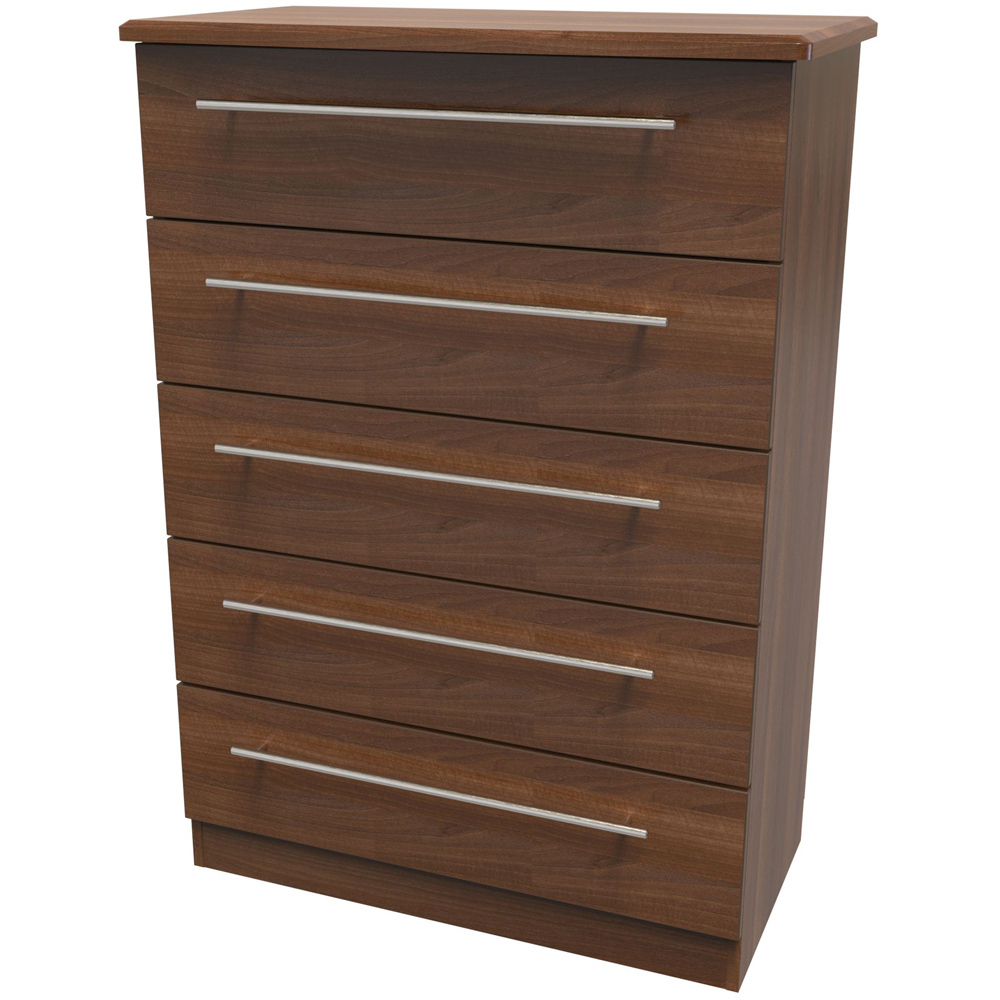 Crowndale Sherwood 5 Drawer Noche Walnut Chest of Drawers Image 4