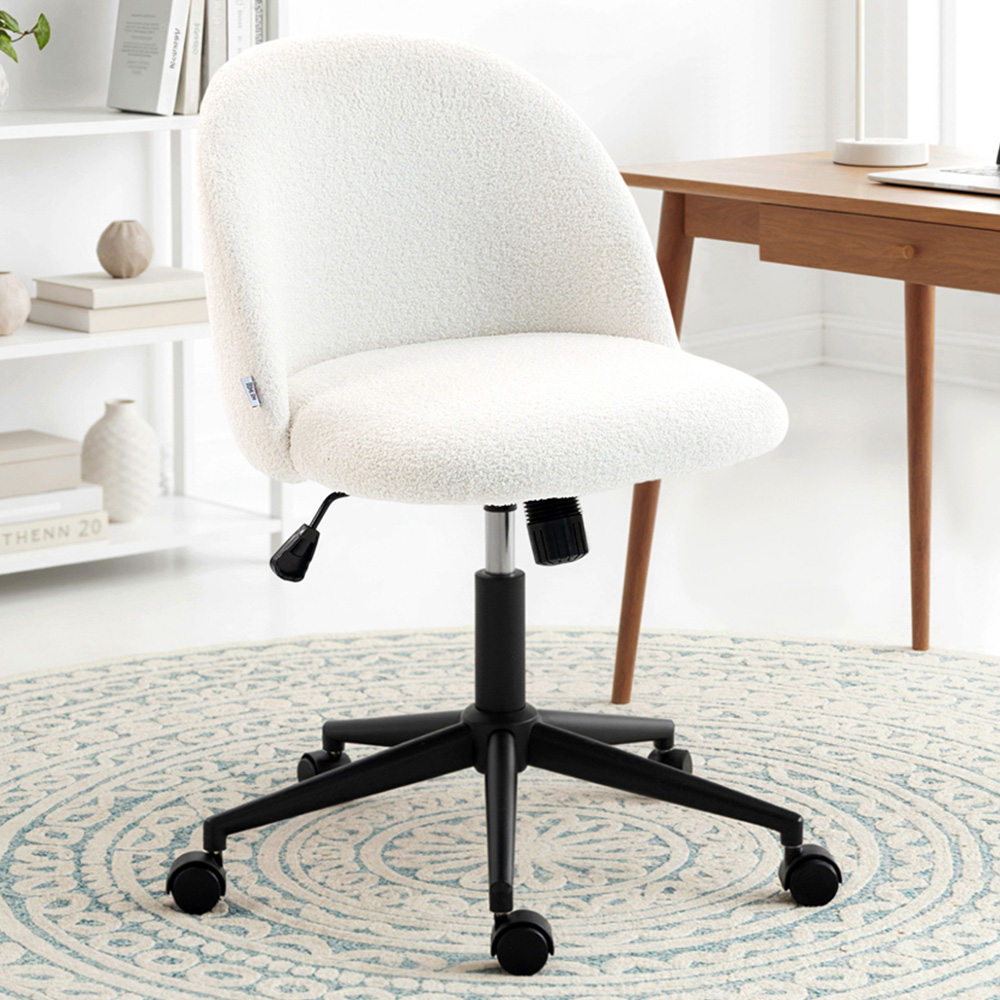 Portland Cream Teddy Fleece Height Adjustable Swivel Office Chair Image 1