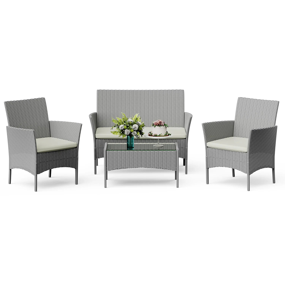 Rattrix 4 Seater Grey Rattan Garden Furniture Set with Cushion Image 2