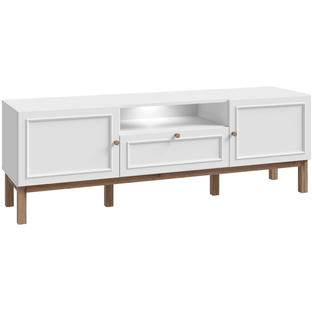 Florence Wensley 2 Door Single Drawer Single Shelf Light Grey and Oak TV Unit with LED Lighting Image 2