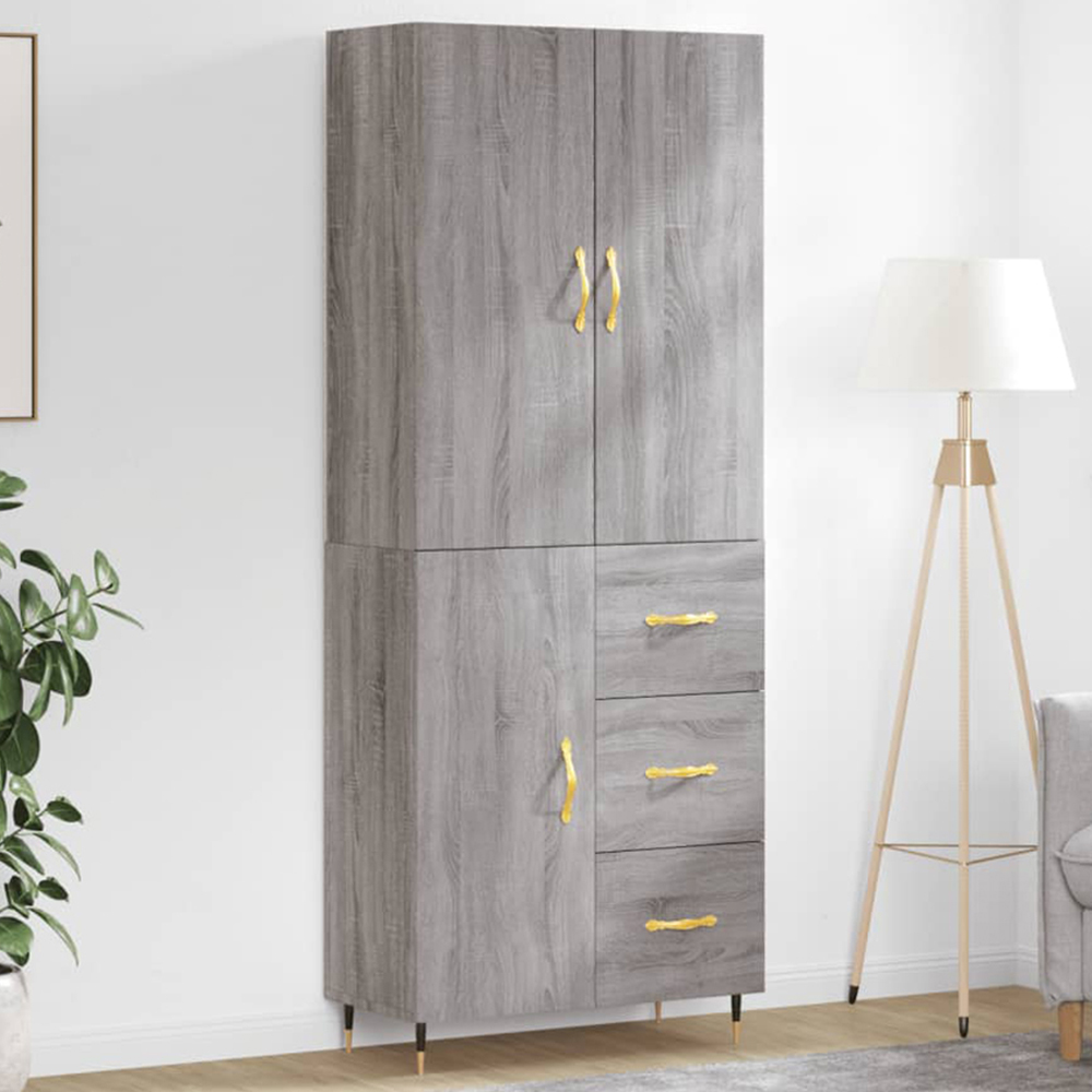 vidaXL 3 Door 3 Drawer Grey Sonoma Highboard Image 1