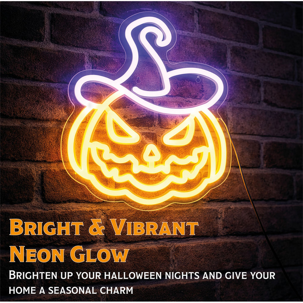 FXLab Pumpkin Silhouette Neon Light Indoor Halloween Decoration 33 x 35cm Image 3