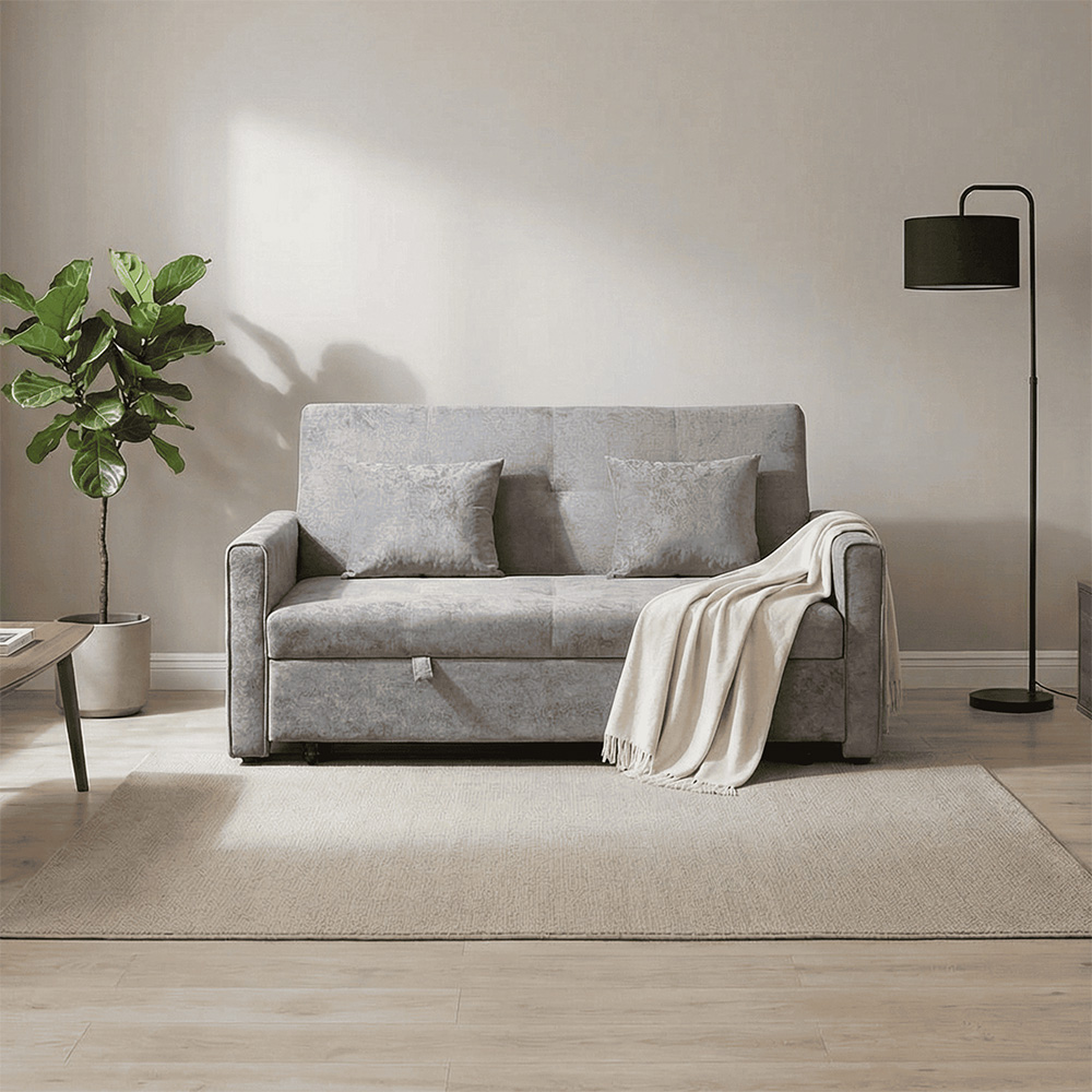 Home Source Charleston 3 Seater Grey Velvet Sofa Bed Image 9