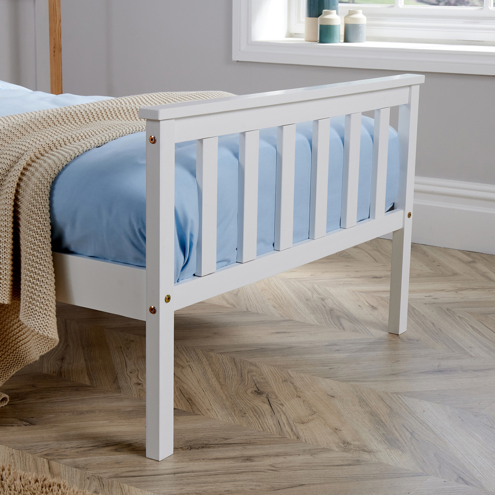 Home Source Florida Single White Wooden Bed Frame Image 3