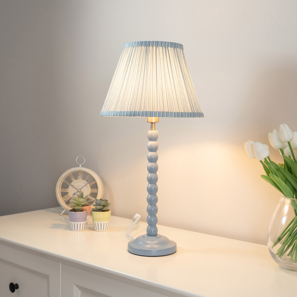 ValueLights Bobbins Blue Stripe Shade Powder Blue LED Floor Lamp Image 2