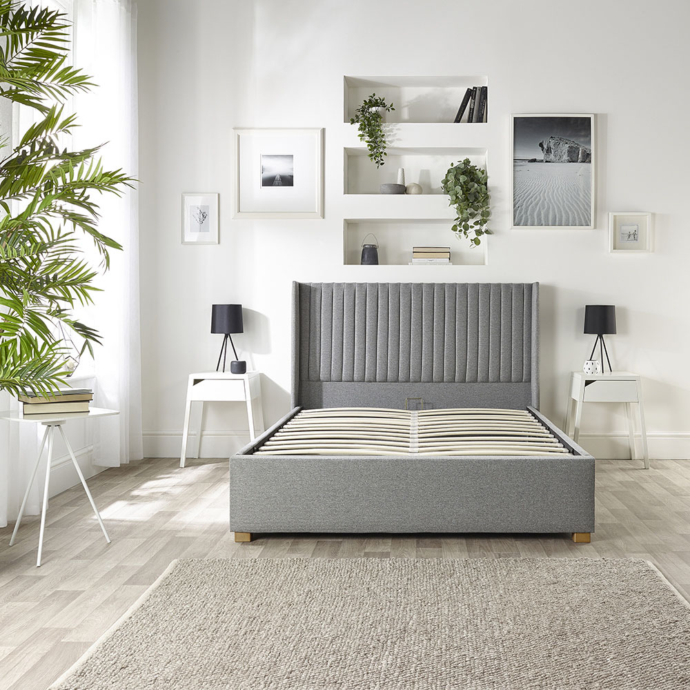 Catherine Lansfield Soho Single Grey Twill Ottoman Wing Bed Image 6