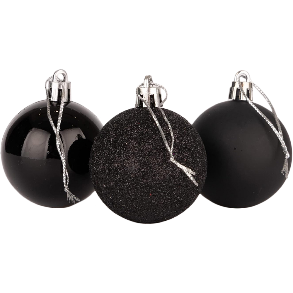 Shatchi 5cm Black Shatterproof Christmas Bauble 9 Pack Image 2