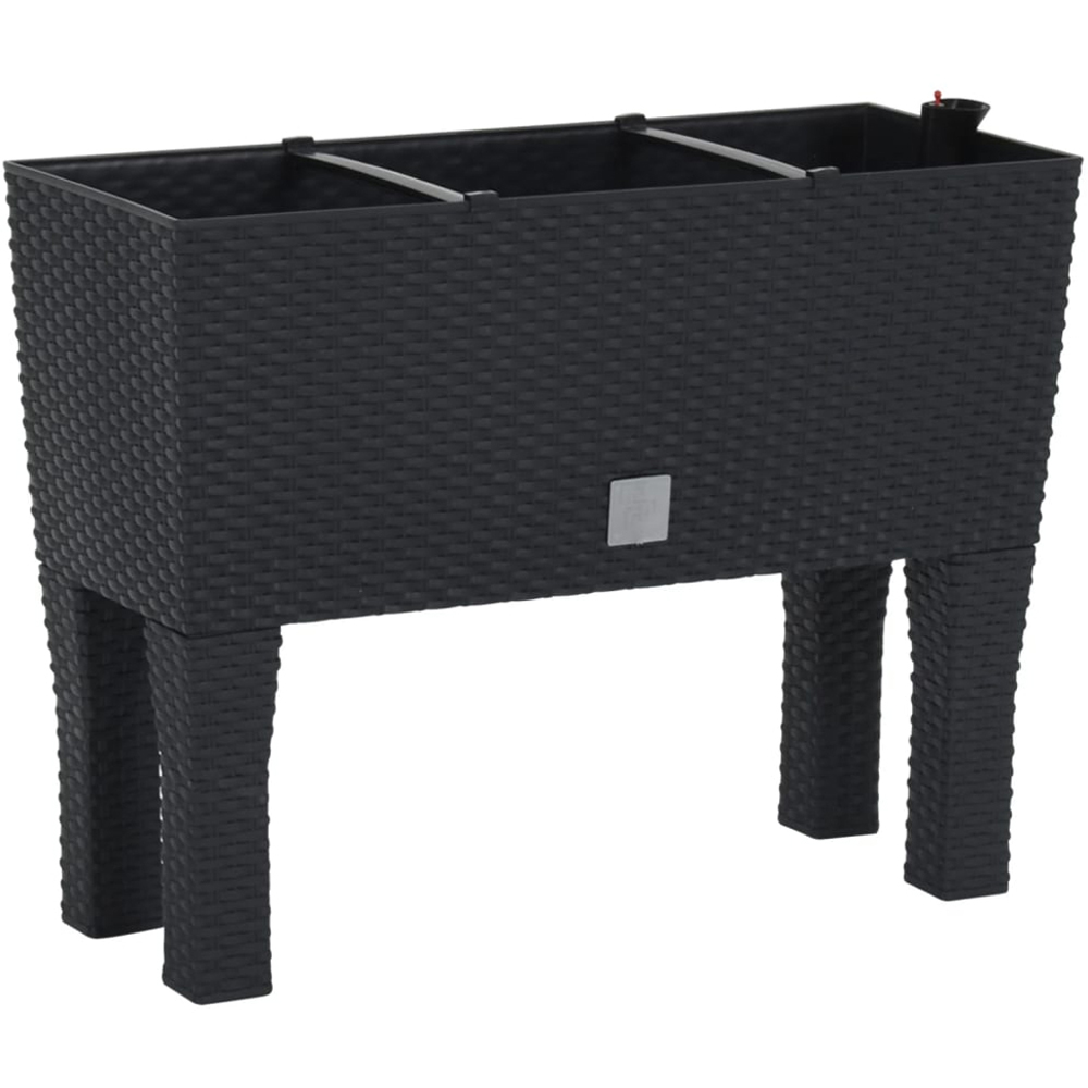 vidaXL Anthracite Plastic Rattan Raised Garden Bed 46 x 60 x 25cm Image 2