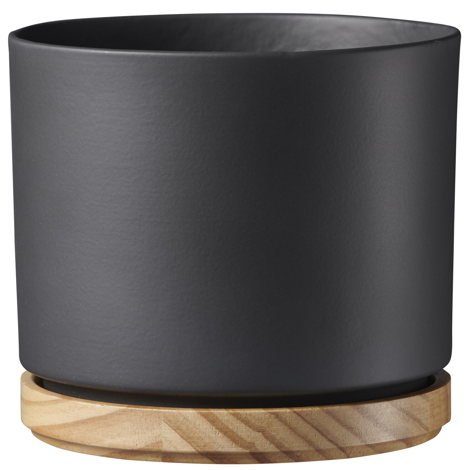 Oslo Pot with Wood Base - Black Image