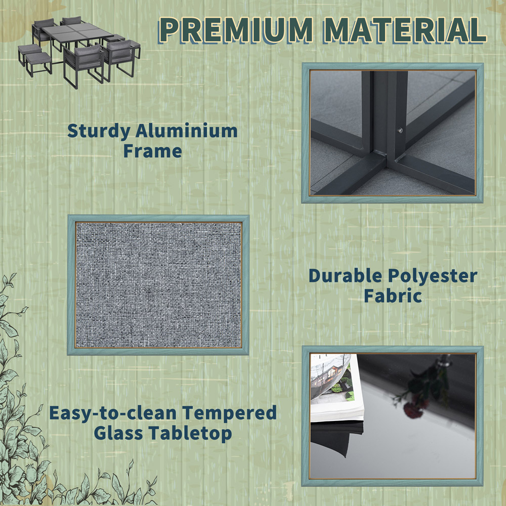 Outsunny 8 Seater Cube Garden Dining Set Grey Image 5