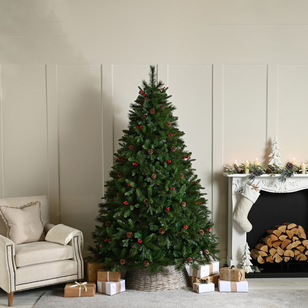 Festive Ben Nevis Berries and Pinecones Artificial Christmas Tree with Metal Base 6ft Image 2