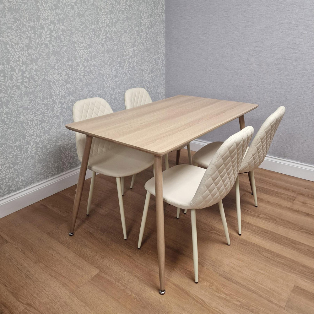 Kosy Koala 4 Seater Faux Leather Dining Set Cream Image 7