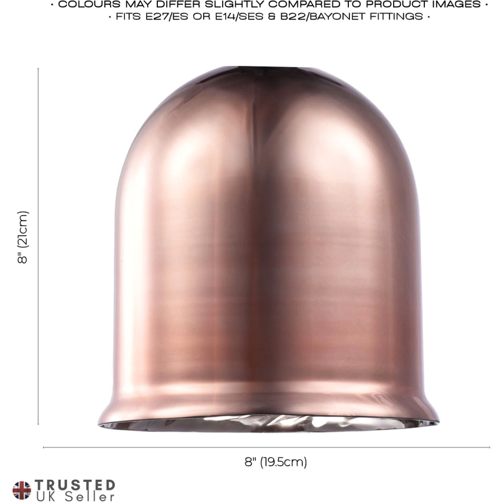 Happy Homewares Bell Shaped Copper Plated Glass Lower Rim Pendant Shade Image 7