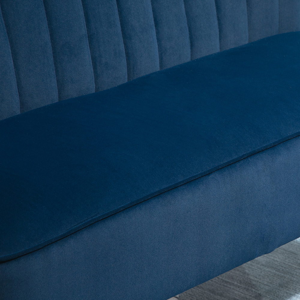 Portland 2 Seater Blue Velvet Dining Sofa Bench Image 4