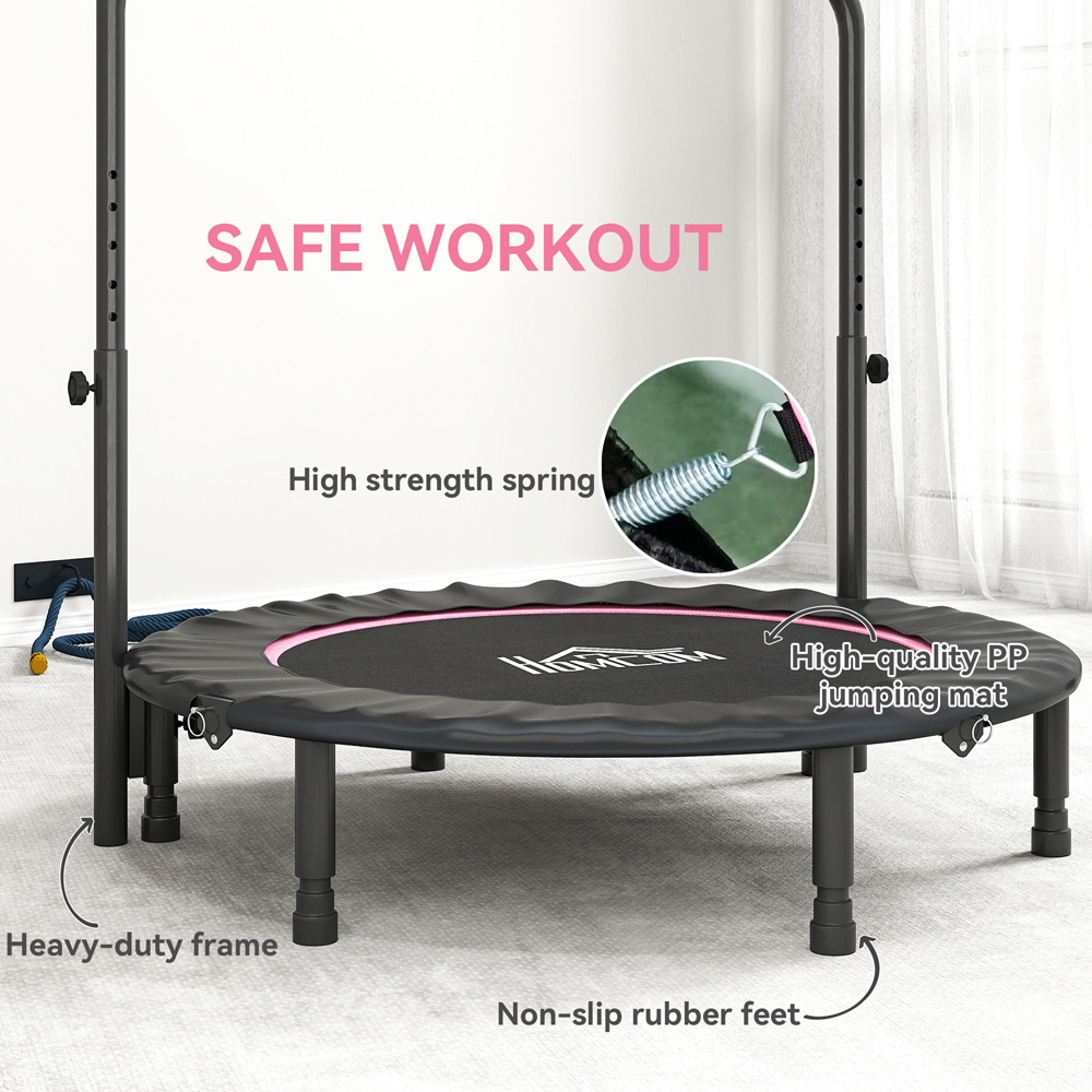 HOMCOM 3.7ft Pink Foldable Mini Trampoline with Adjustable Foam Handle Image 6