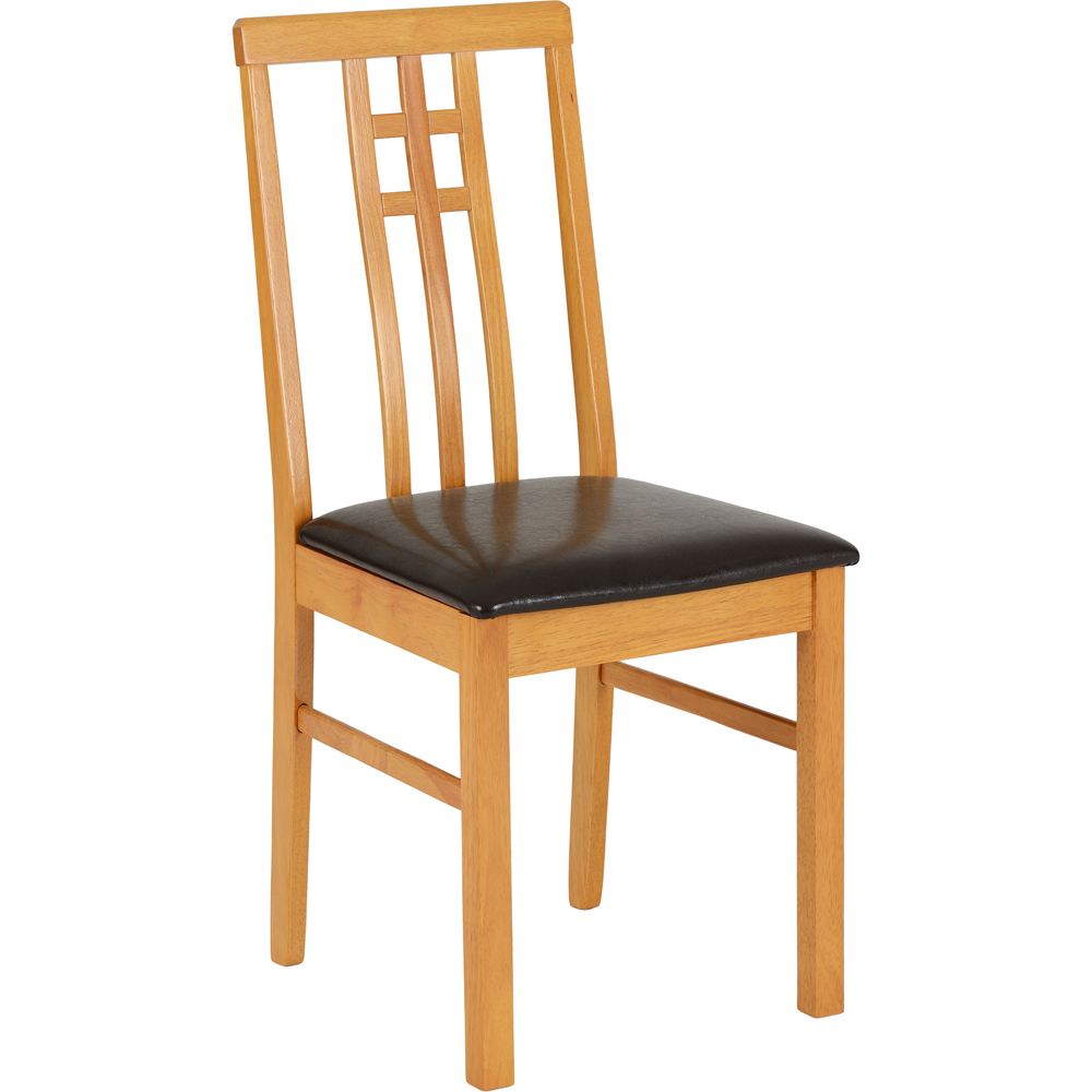 Seconique Vienna Single PU Dining Chair Medium Oak and Brown Image 3