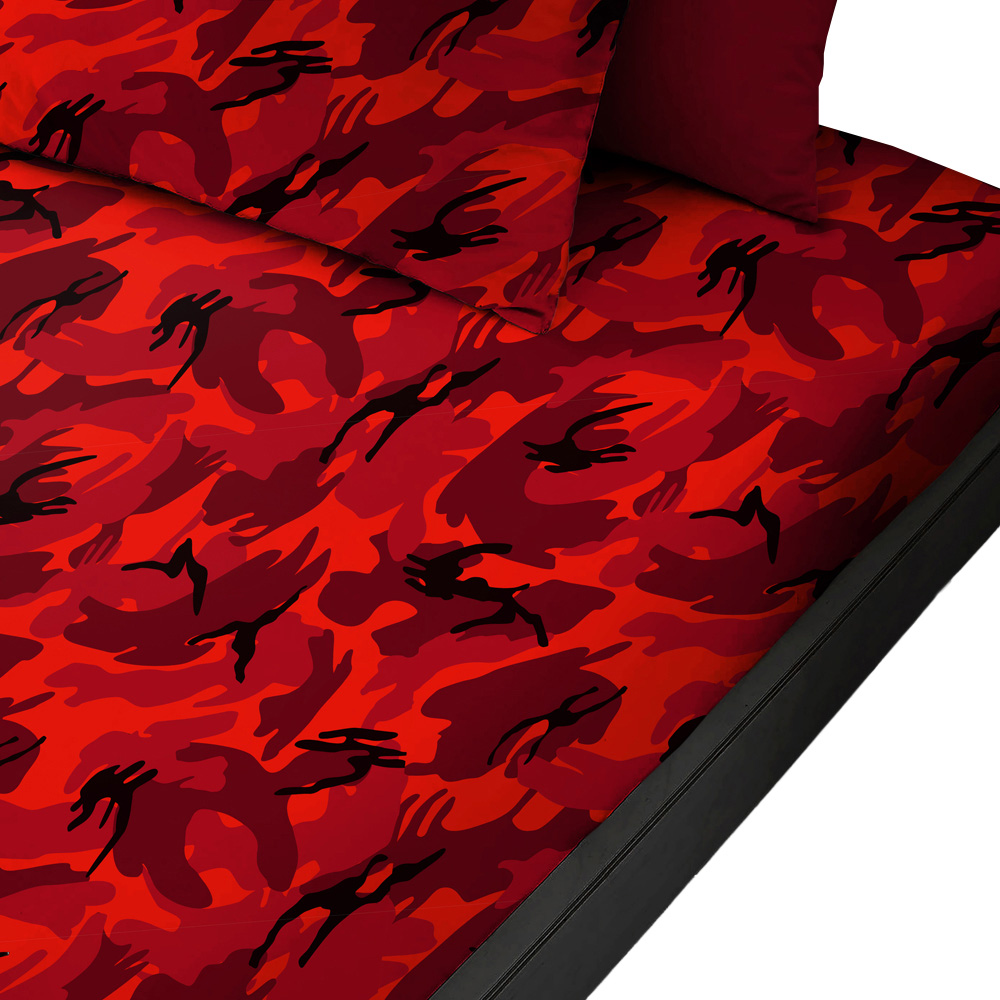 Velosso Double Camouflage Red Fitted Sheet Image 1