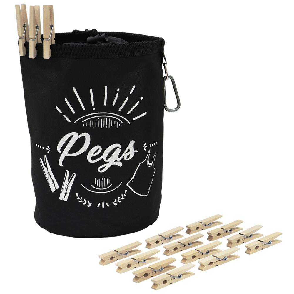 JVL Birch Wood Wooden Pegs with Bag 204 Pack Image 1