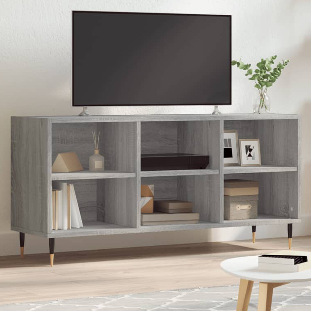 vidaXL 6 Shelf Grey Sonoma TV Cabinet Image 1