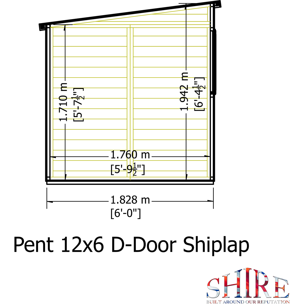 Shire 12 x 6ft Shiplap Pent Garden Shed Image 8