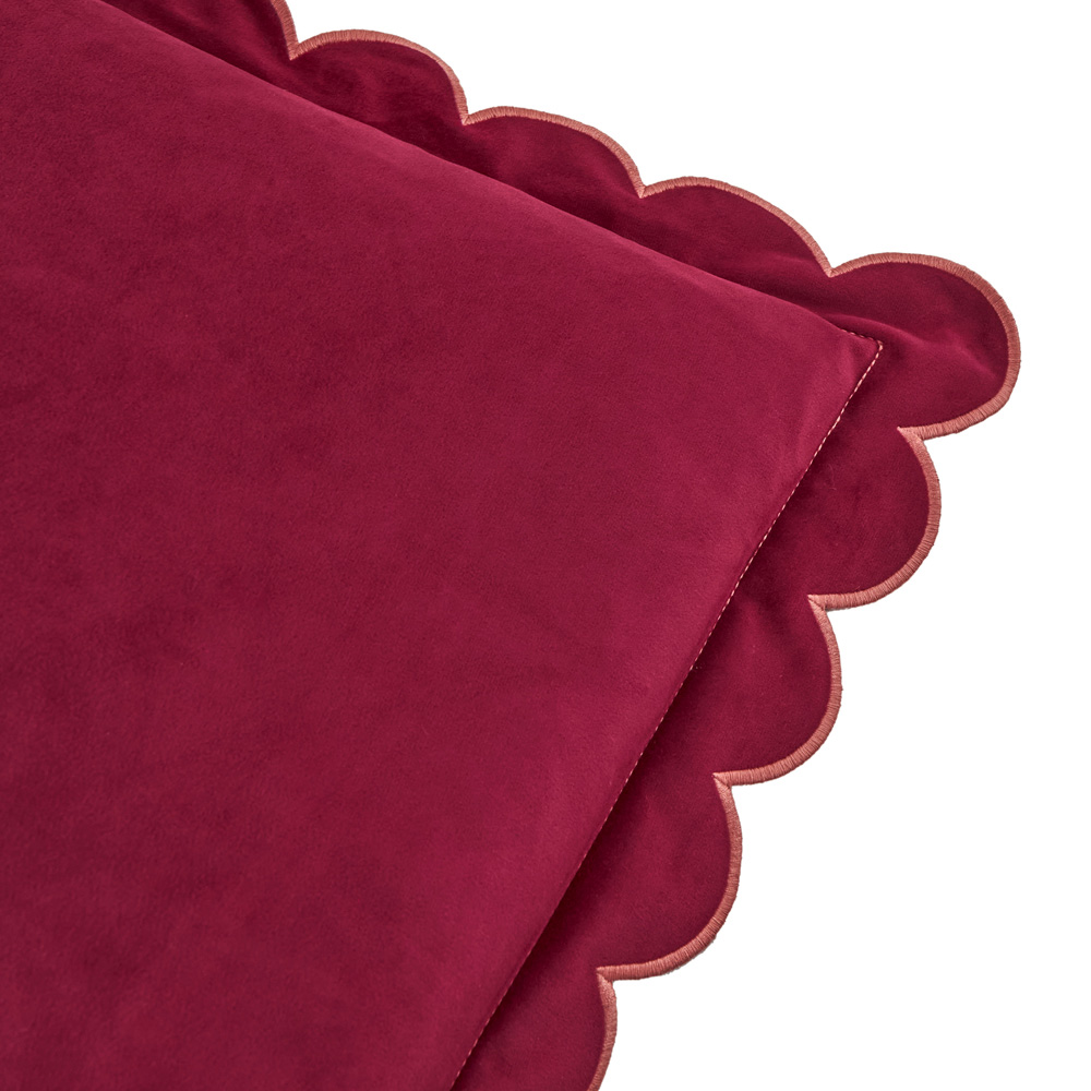 Furn Lil Burgundy and Slipper Scallop Velvet Cushion 45 x 45cm Image 2
