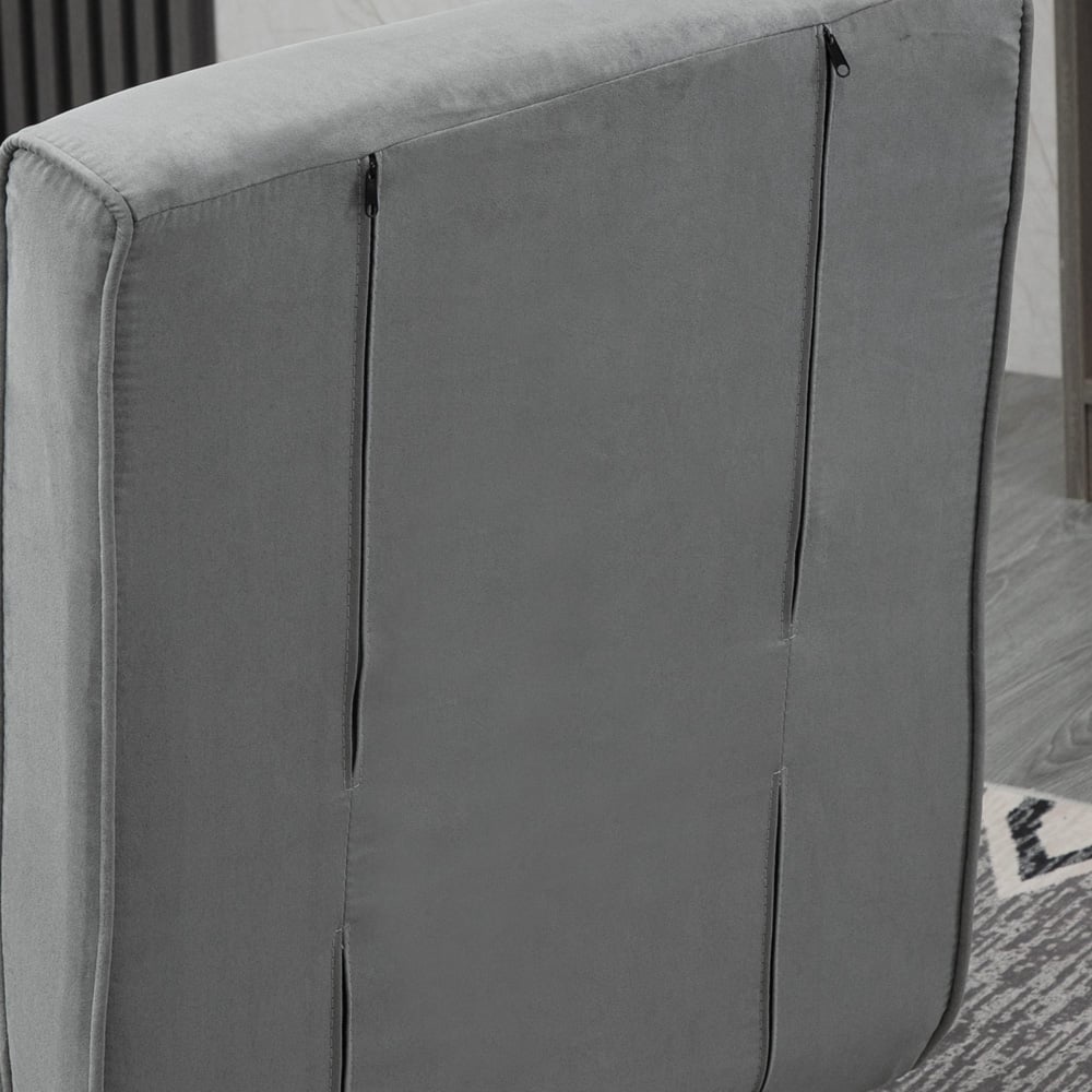 Portland Single Seater Light Grey Foldable Sofa Bed Image 3