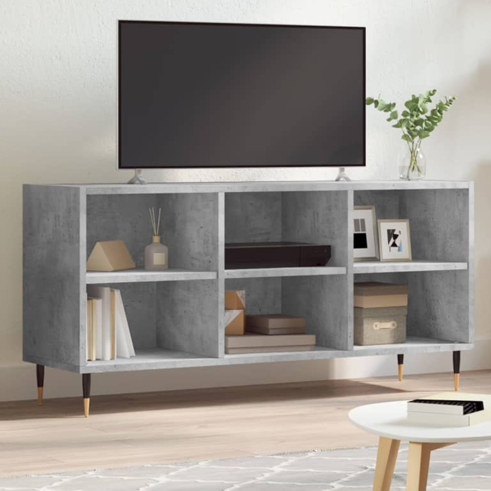 vidaXL 6 Shelf Concrete Grey TV Cabinet Image 1