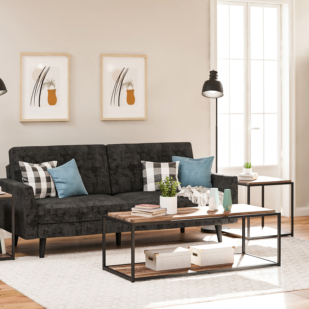Dorel Quincy 2 Shelf Weathered Oak Coffee Table Image 6