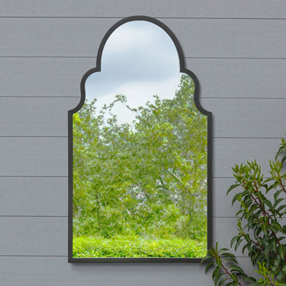 MirrorOutlet The Arcus Black Framed Arched Garden Wall Mirror 104 x 61cm Image 2