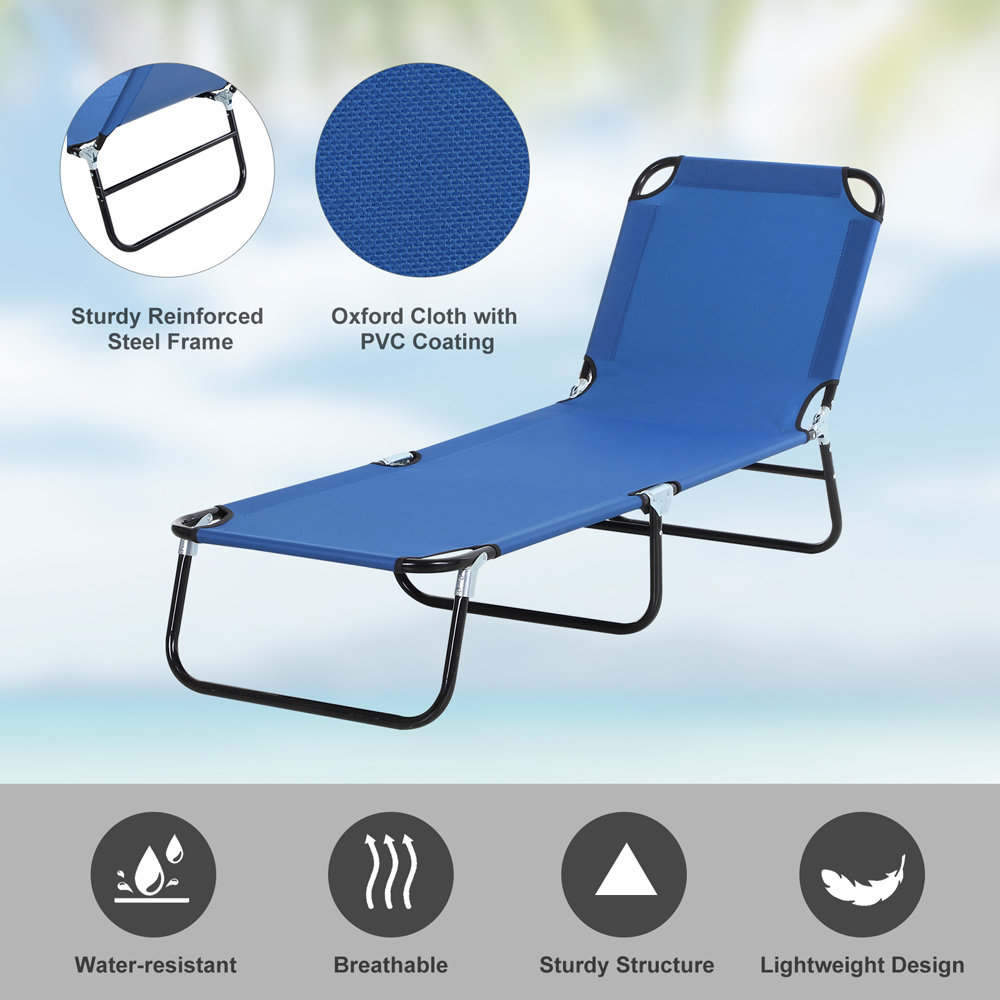 Outsunny Blue Portable Reclining Sun Lounger Image 5