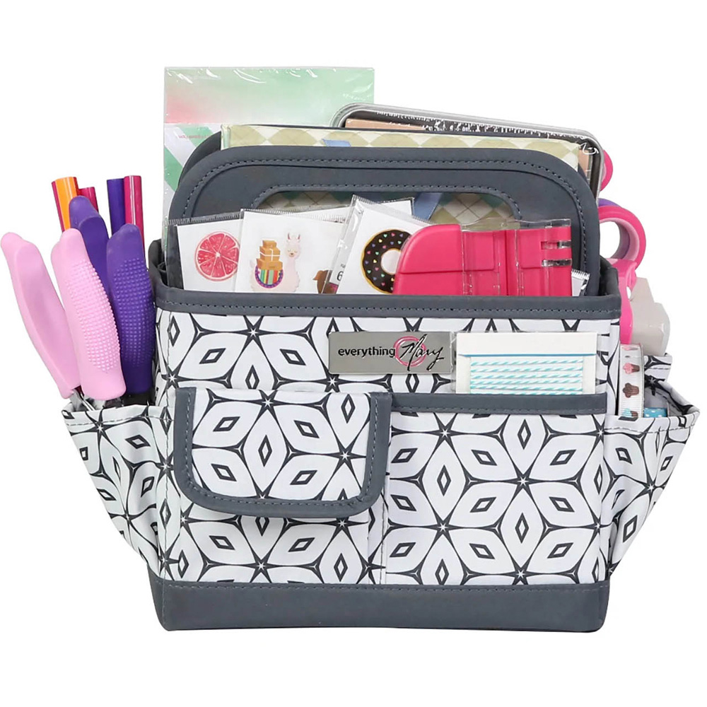 Everything Mary EVM12830-3 Grey and Cream Geometric Desktop Organiser 20.3 x 15.2 x 21.6cm Image 6