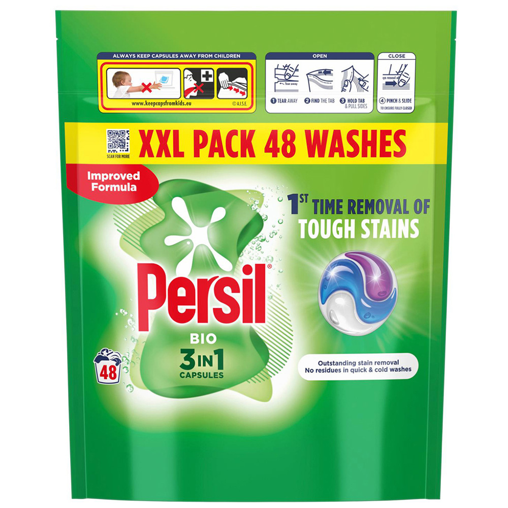 Persil Bio 3 in 1 Washing Capsules XXL 48 Washes 3 Pack Image 2