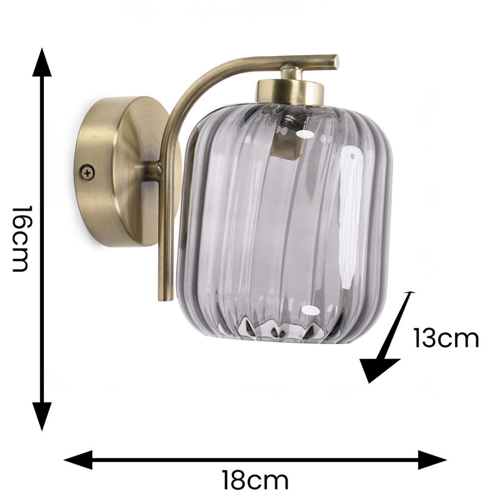 ValueLights Amelie 2 Pack Ribbed Glass Gold Stem LED Wall Light Image 7