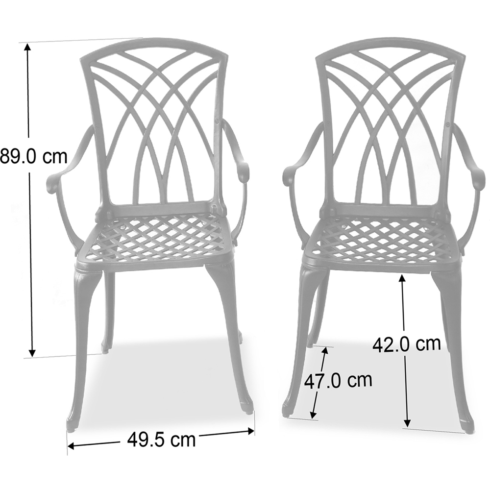 Centurion Oshowa Set of 2 Black Garden Bistro Chairs with Armrests Image 7