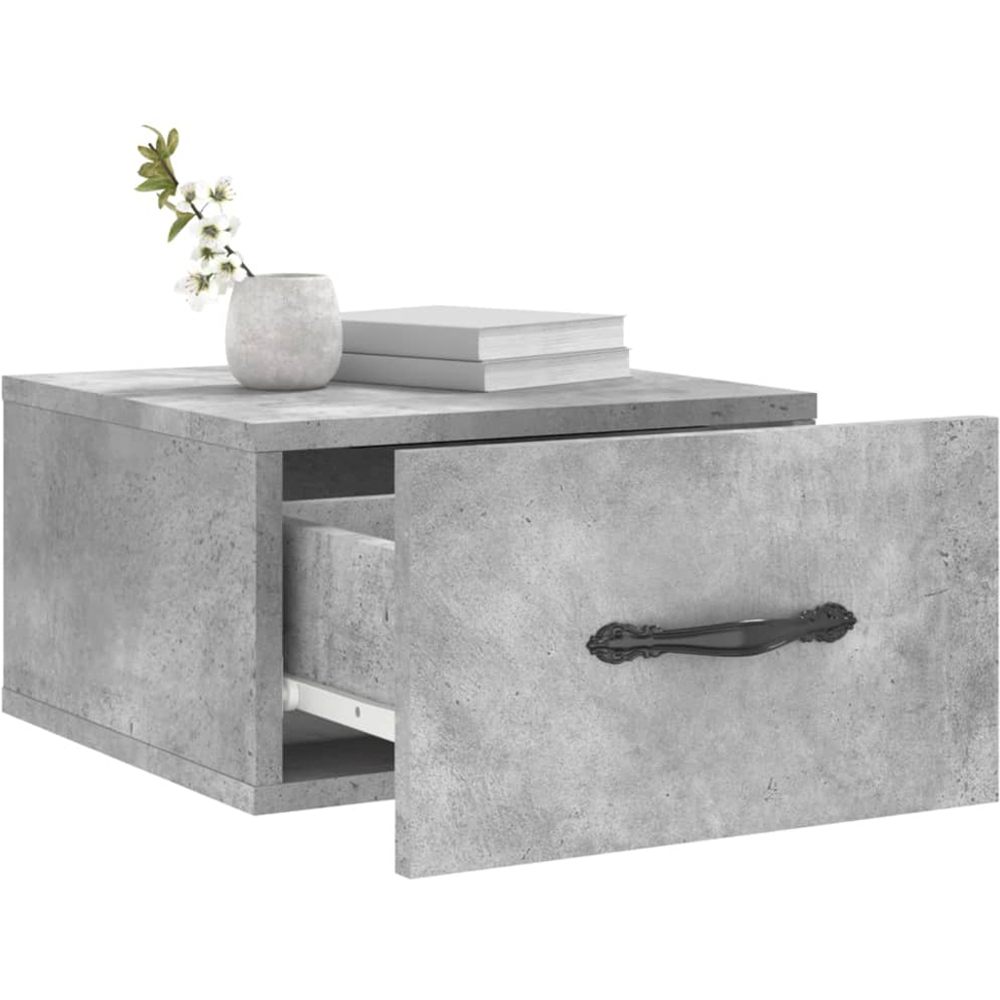 vidaXL Singe Drawer Concrete Grey Wall Mounted Bedside Table Image 4