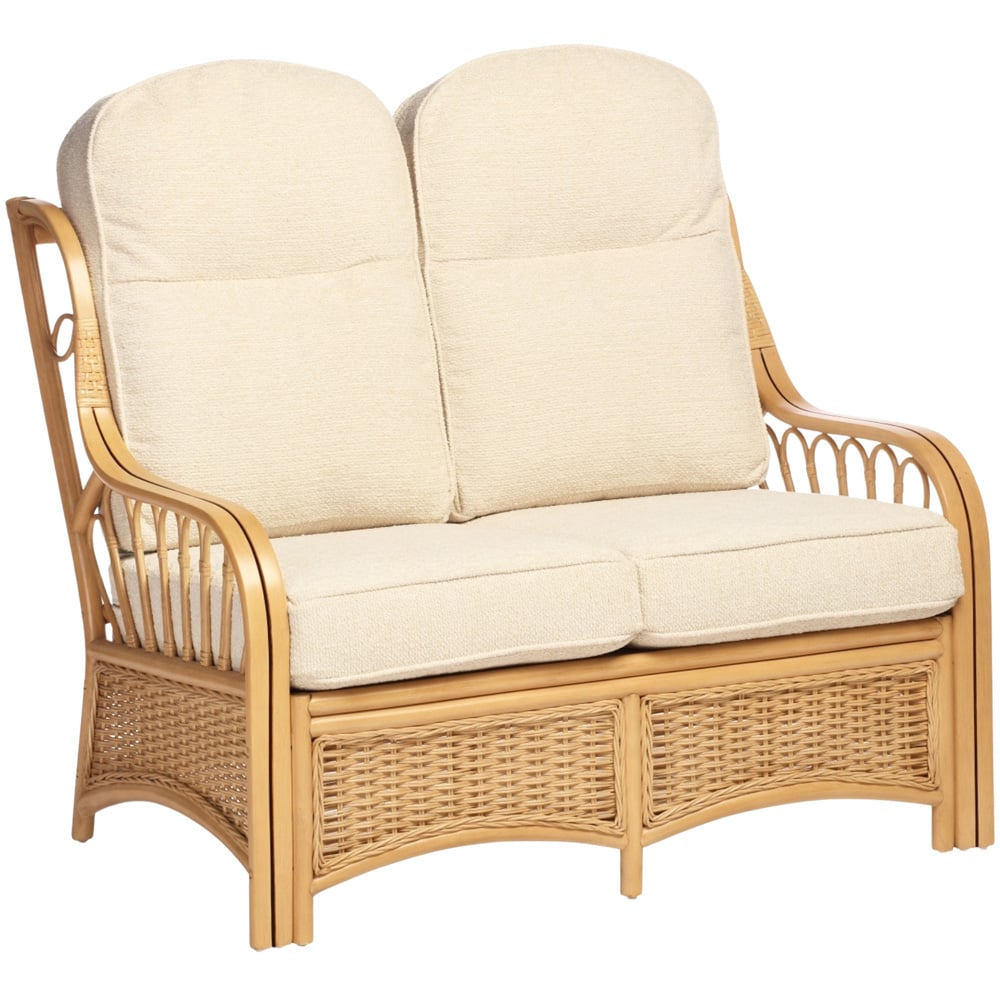 Desser Furniture Vale 2 Seater Light Oak Natural Rattan Cloud Sofa Image 2