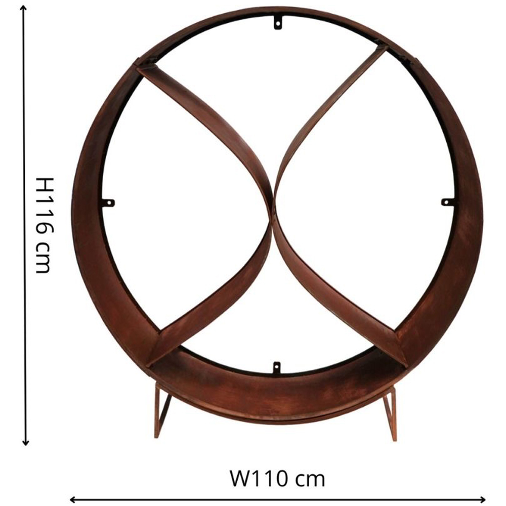 Ivyline Natural Rust Circle Sculptural Garden Log Storage 116 x 110cm Image 3