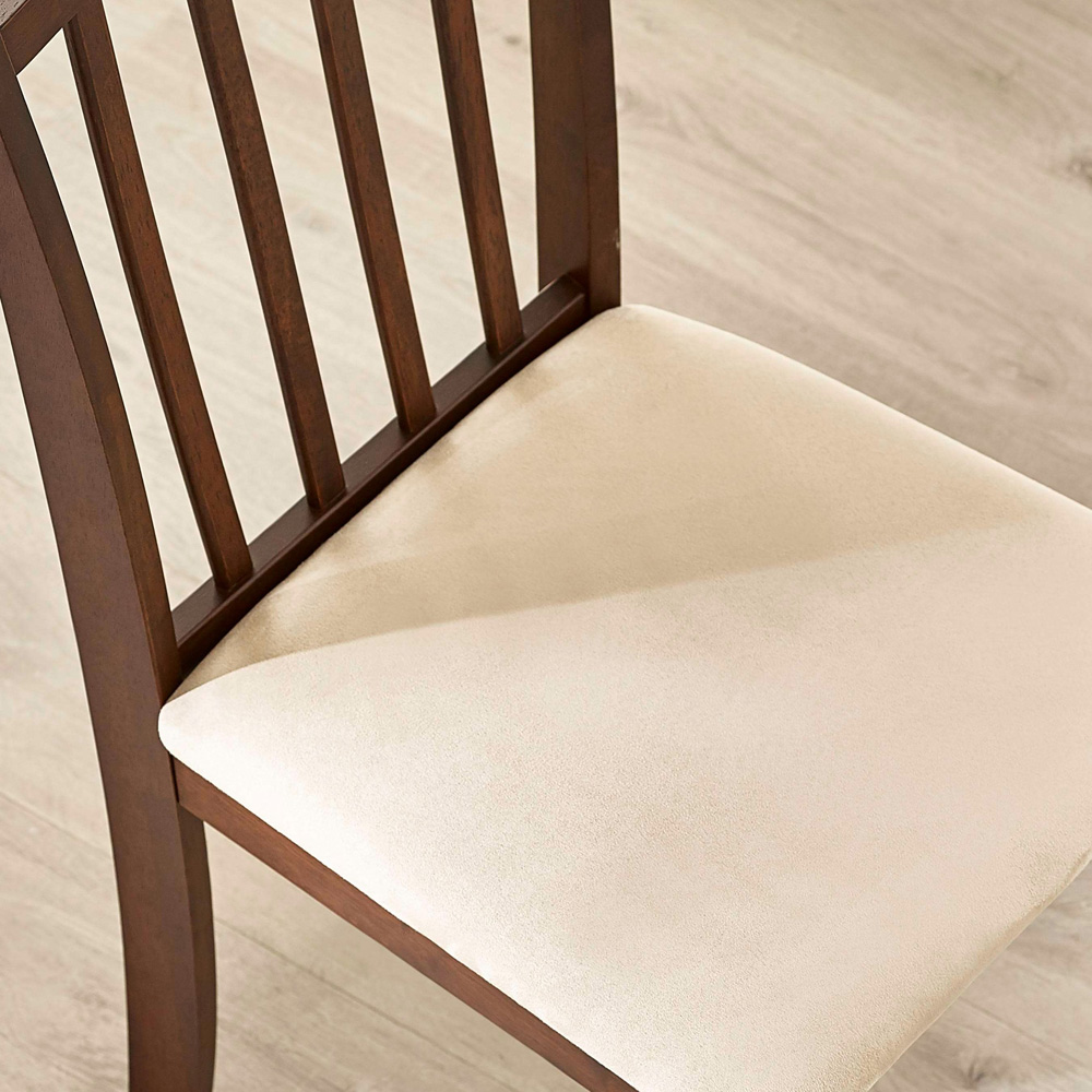 Julian Bowen Coast Set of 2 Walnut Effect Ivory Faux Suede Slatted Back Dining Chair Image 7