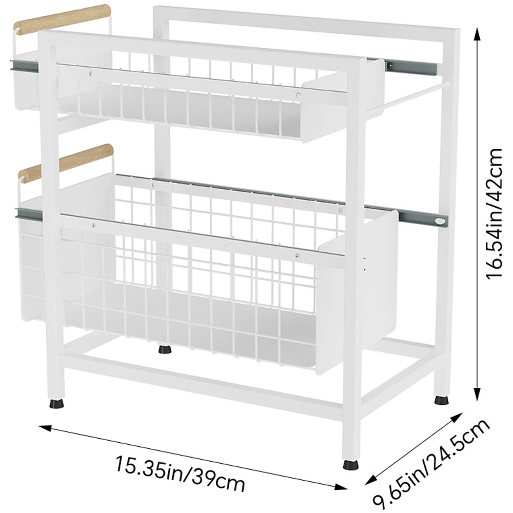 Living and Home 2 Shelf White Pull-Out Cabinet Organiser 24.5cm Image 8