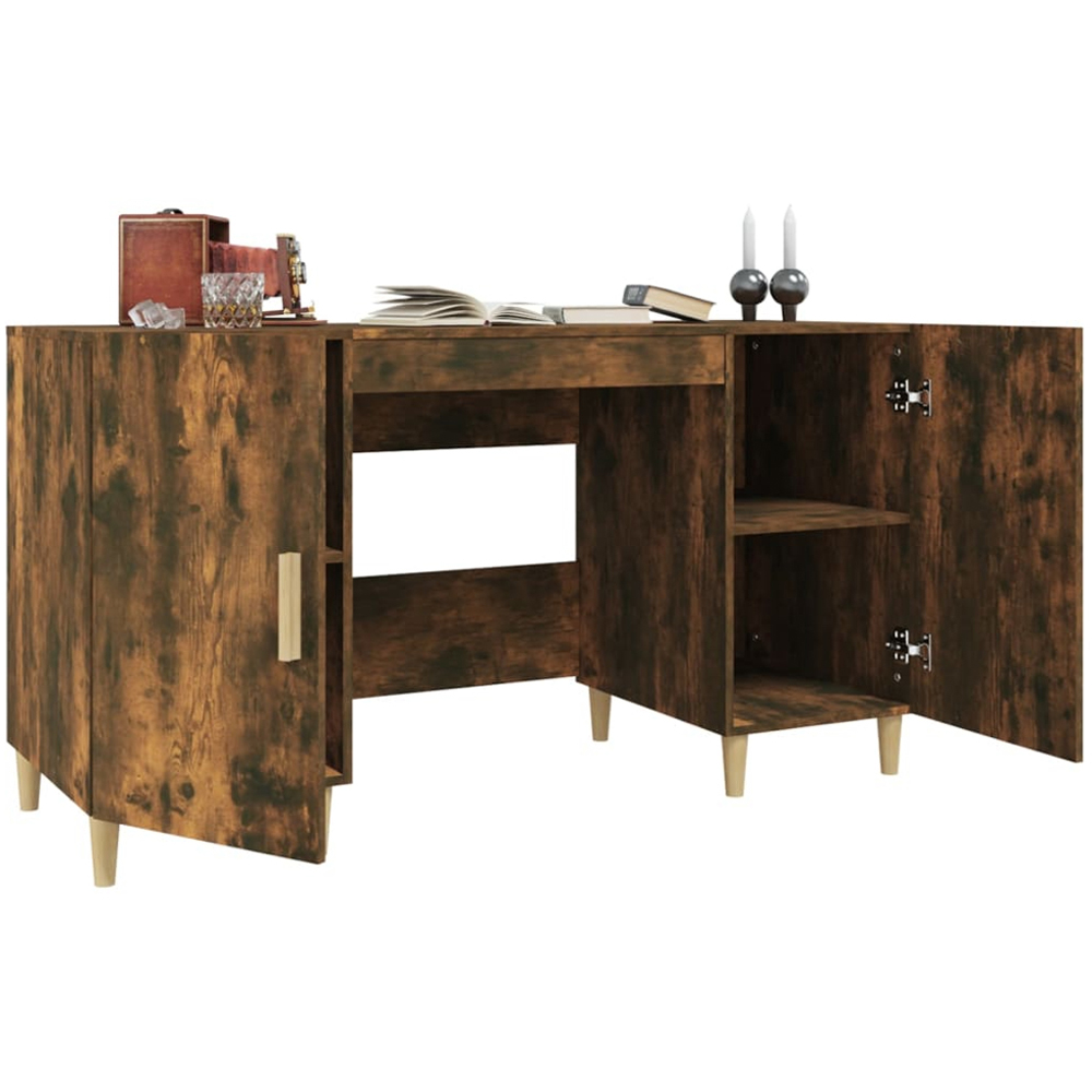 vidaXL 2 Door Computer Desk Smoked Oak Image 4