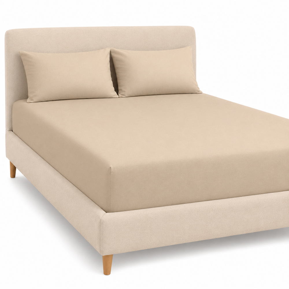 MHG Living Single Beige 30cm Deep Pocket Fitted Sheet Image 5