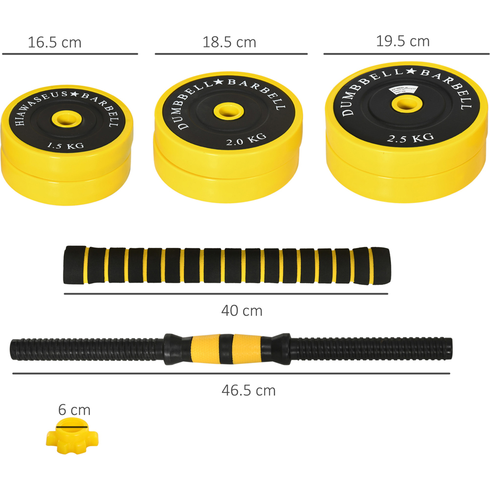 HOMCOM Yellow Dumbbell and Barbell Adjustable Set 25kg Image 7