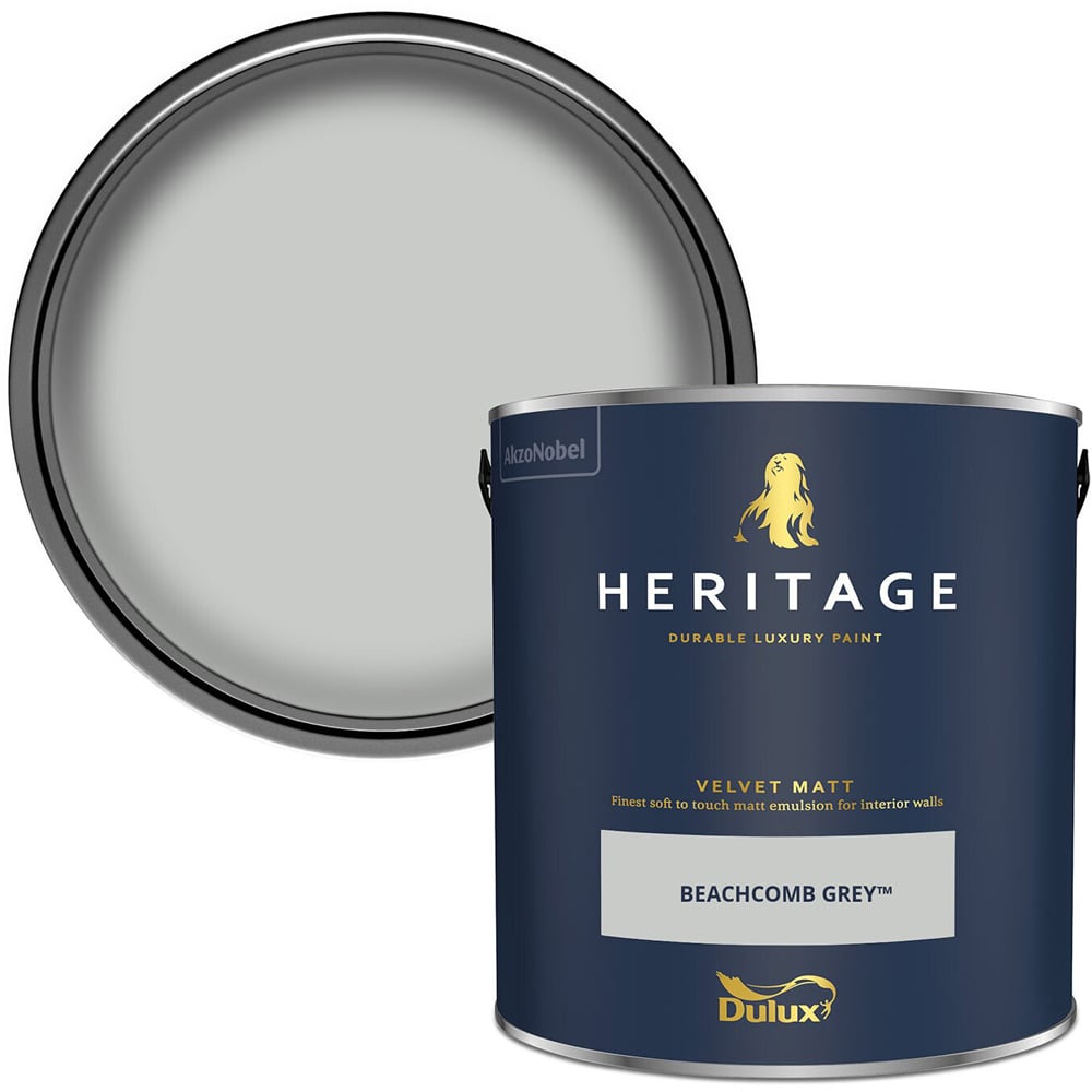Dulux Heritage Walls and Ceilings Beachcomb Grey Velvet Matt Emulsion Paint 2.5L Image 1