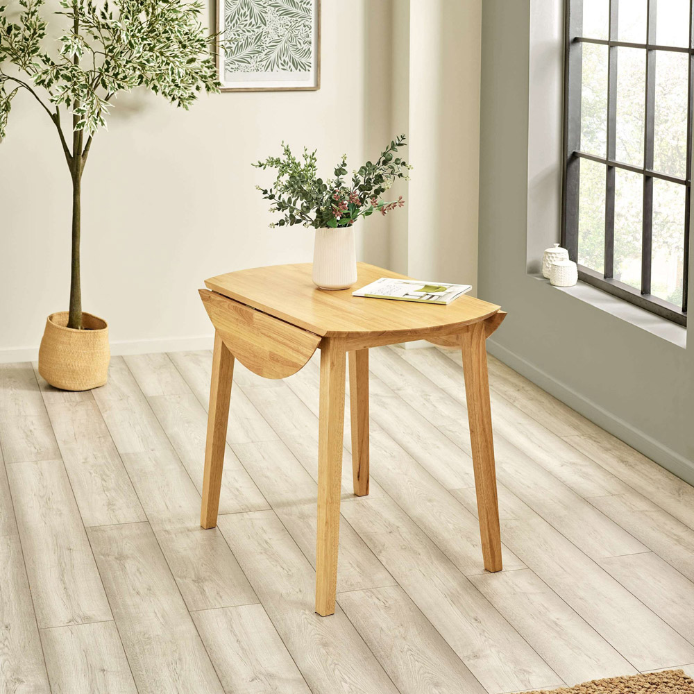 Julian Bowen Coast 4 Seater Oak Effect Round Drop Leaf Dining Table Image 6